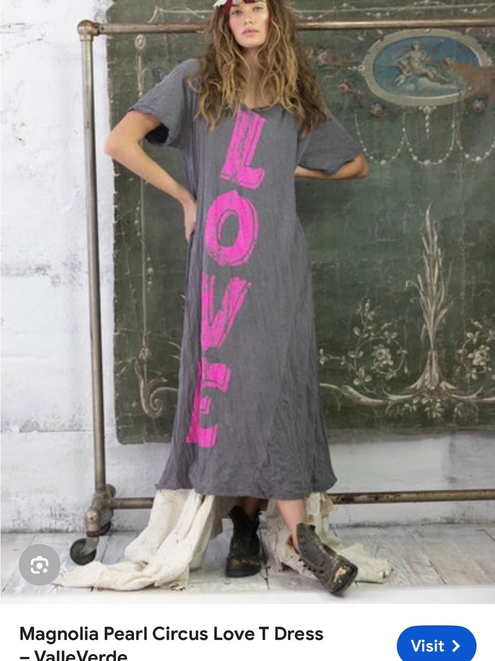 Magnolia Pearl Gray Maxi Dress with Pink LOVE Graphic